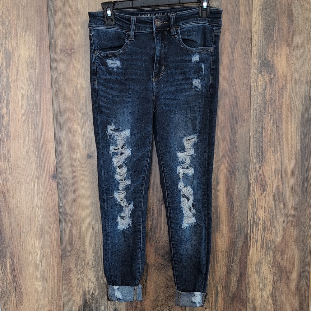 American Eagle Next Level Stretch Hi Rise Jegging Distressed Jeans 6   R189